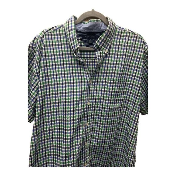 Men’s Tommy Hilfiger Blue & Green Check Casual Weekend Shirt Size XL - Picture 2 of 5